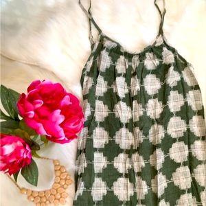 💚Women’s Printed Olive Green Cream Long Maxi Dress NWOT SIZE XS